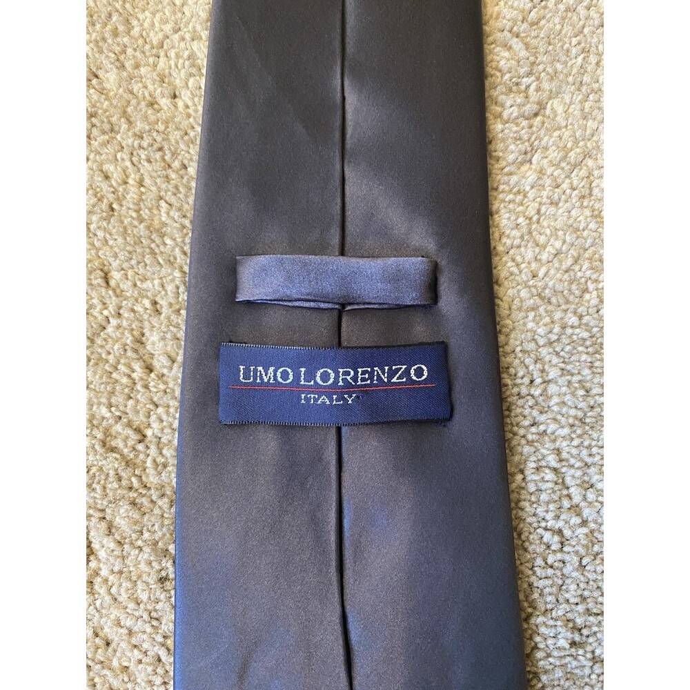 Umo Lorenzo Vintage 100% Silk Tie Black Handmade In Italy